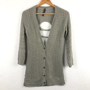 Absolutely Women's Size Small Grey Long Sleeve Knit V-Neck Cardigan Sweater